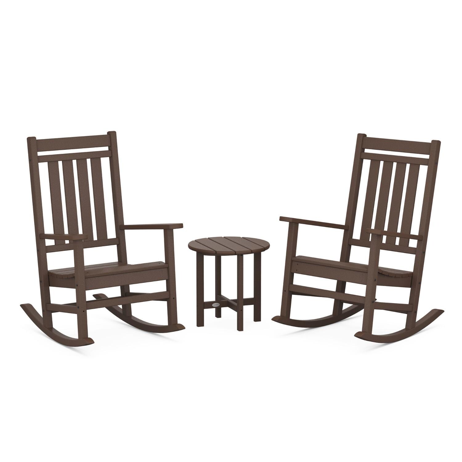 POLYWOOD Mahogany Estate 3-Piece Rocking Chair Set thumbnail