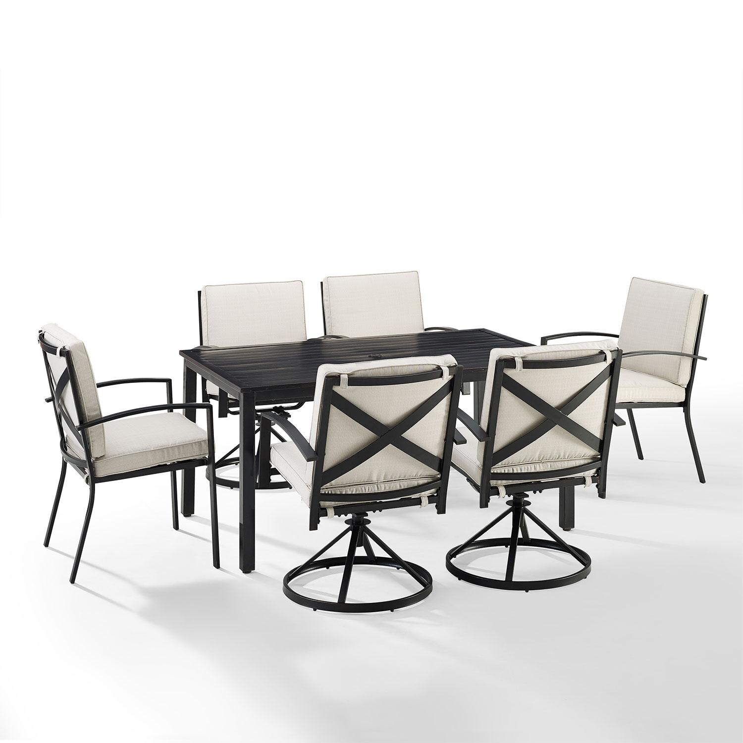 Ultimate Patio UP-82257BZ-OL 7Pc Outdoor Dining Set in Oatmeal - Display - White Background thumbnail