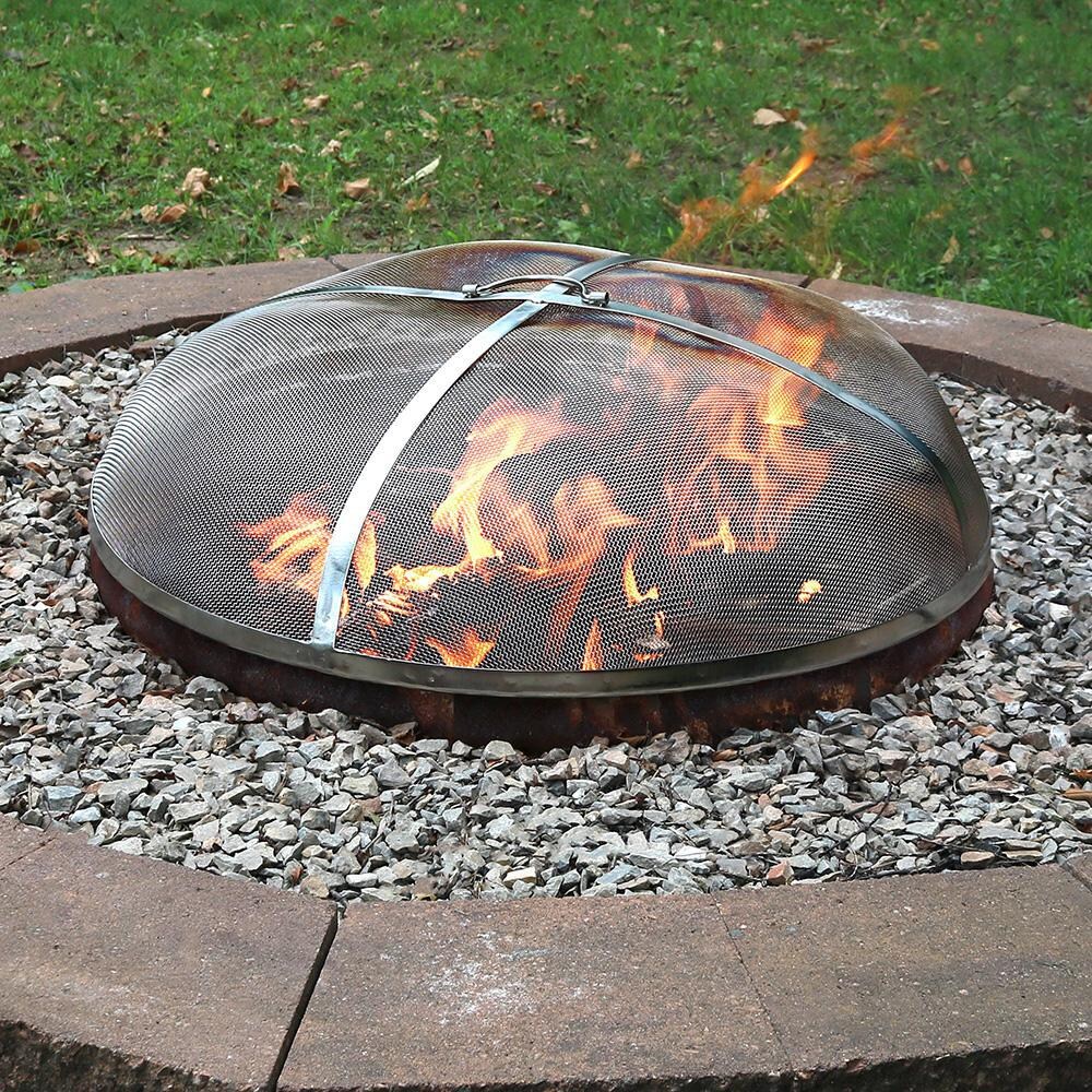 Ultimate Patio 24-Inch Stainless Steel Fire Pit Spark Screen - Over the Fire