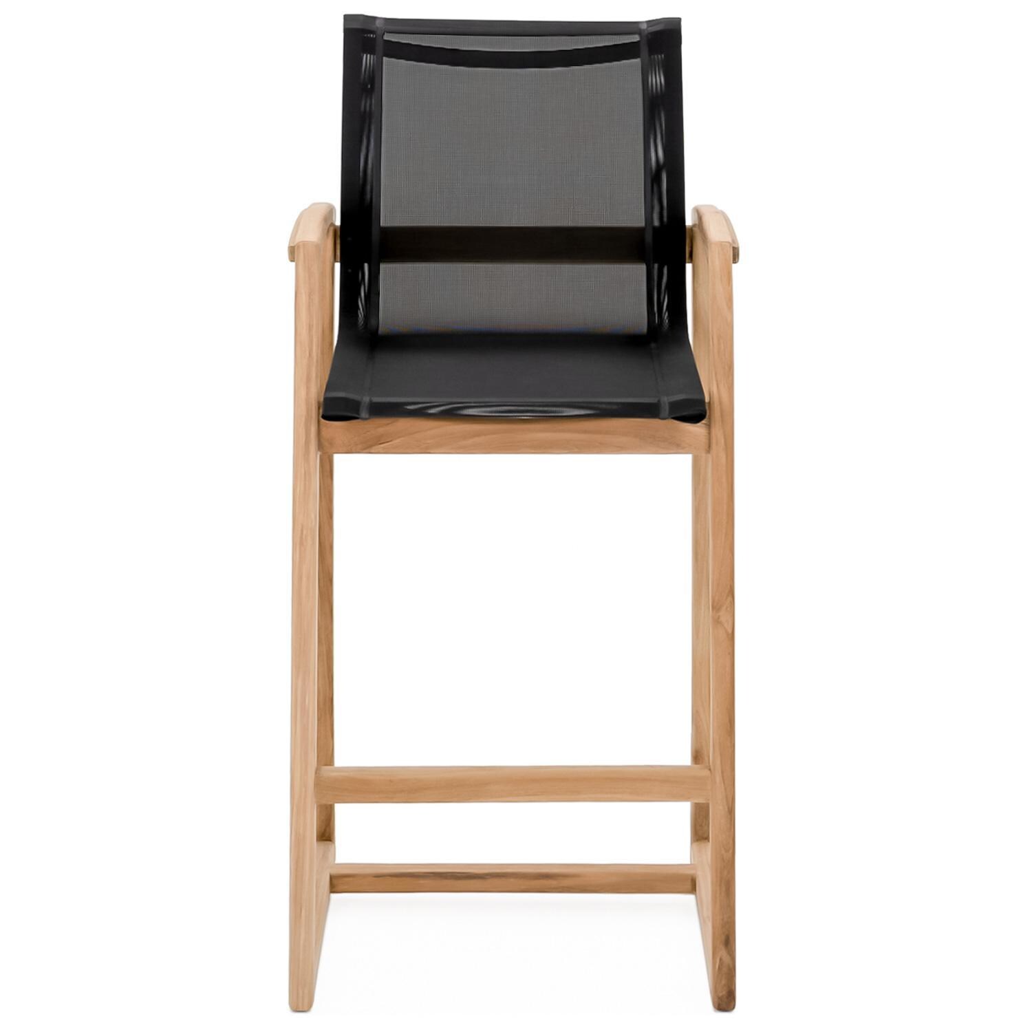 Teak + Table Capri Sling Bar Chair in Black - Front - White Background thumbnail