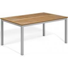 Travira 63 X 40 Inch Rectangular Aluminum Dining Table W/ Tekwood Natural Top By Oxford Garden