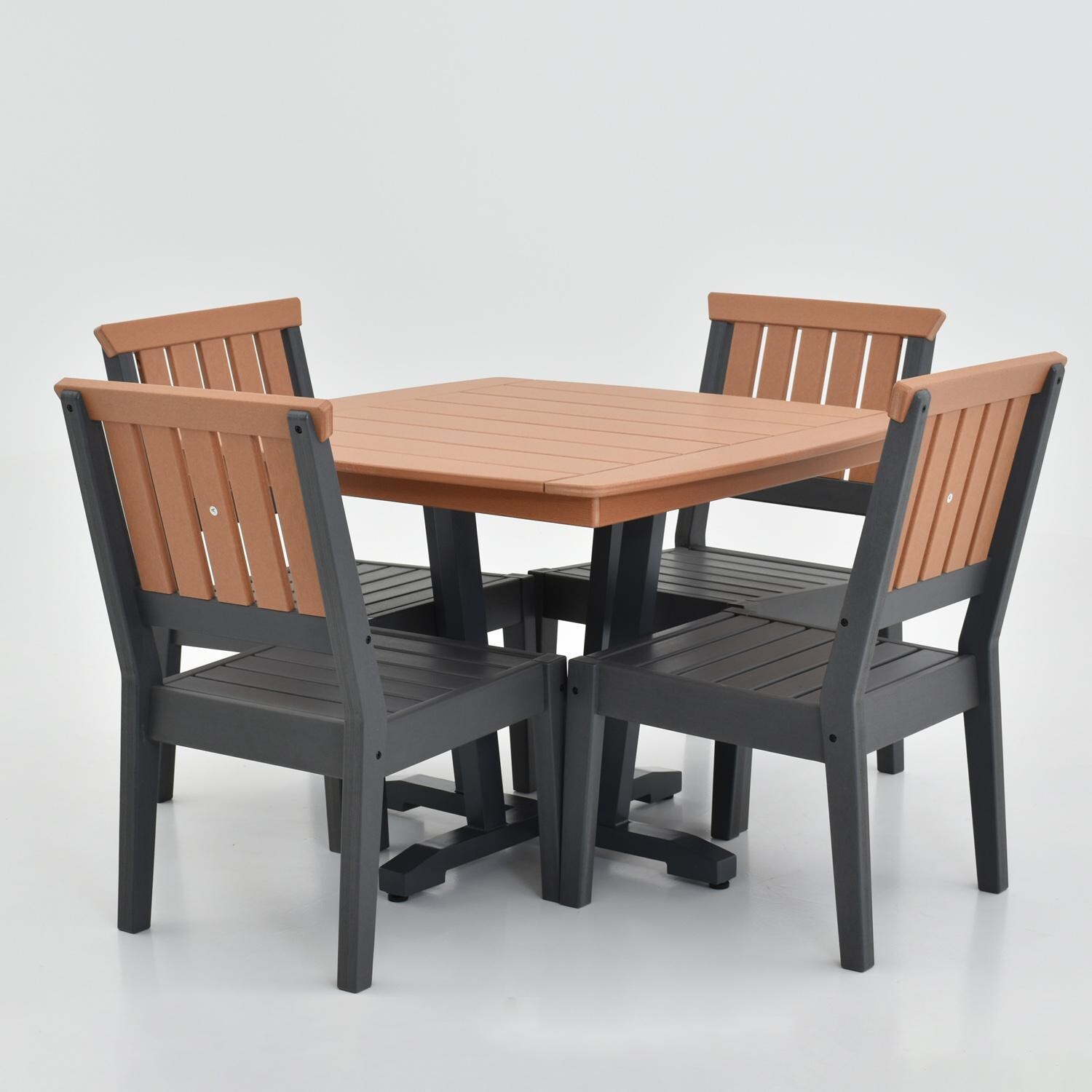 Lakeview Outdoor Designs LV-257-5SC Sabine Landing 5 Pc Polyresin Dining Set w/ Armless Chairs in Gray - Set No Cushions - White Background thumbnail