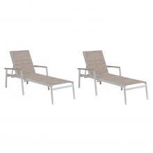 Travira 2 Piece Aluminum Patio Chaise Lounge Set W/ Tekwood Vintage Arm Caps By Oxford Garden - Bellows Sling