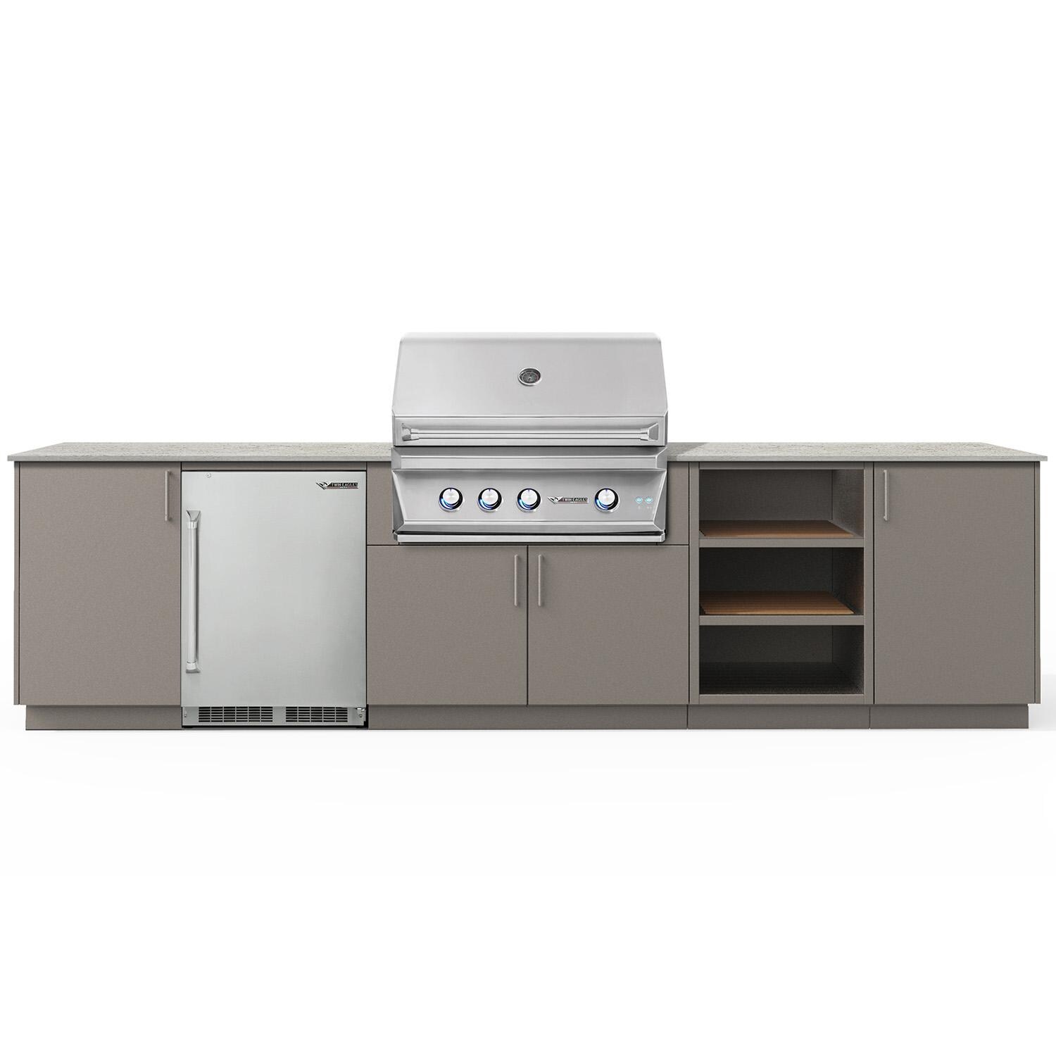 Urban Bonfire Taiga 36 Outdoor Kitchen w/ Twin Eagles Propane Grill, Refrigerator, Keon Dekton Countertop & Clay Finish - B-Taiga-36-TwinEagles-Keon-Clay