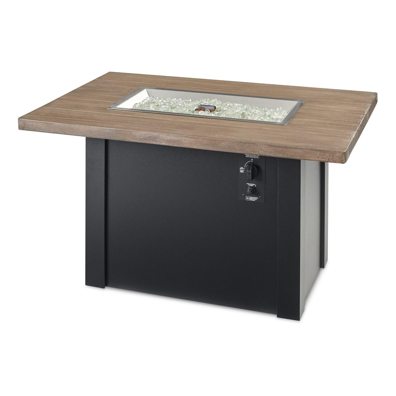 Havenwood 44 Inch Fire Pit Table W/ Driftwood Top & Black Base - White Background thumbnail