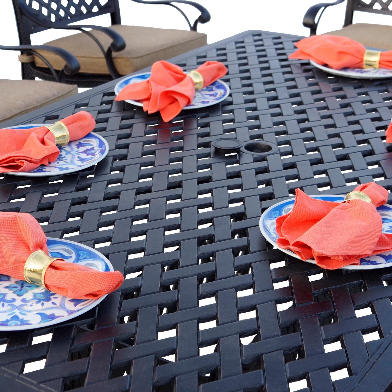 Series 30 72 X 42 Inch Cast Aluminum Patio Dining Table By Darlee - Tabletop Detail thumbnail