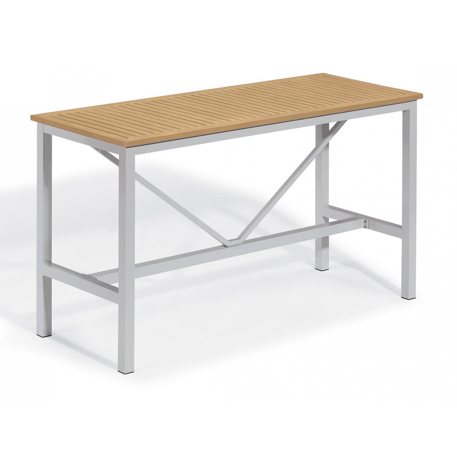 Travira Aluminum 72 X 30 Inch Rectangular Patio Bar Table W/ Tekwood Natural Top thumbnail