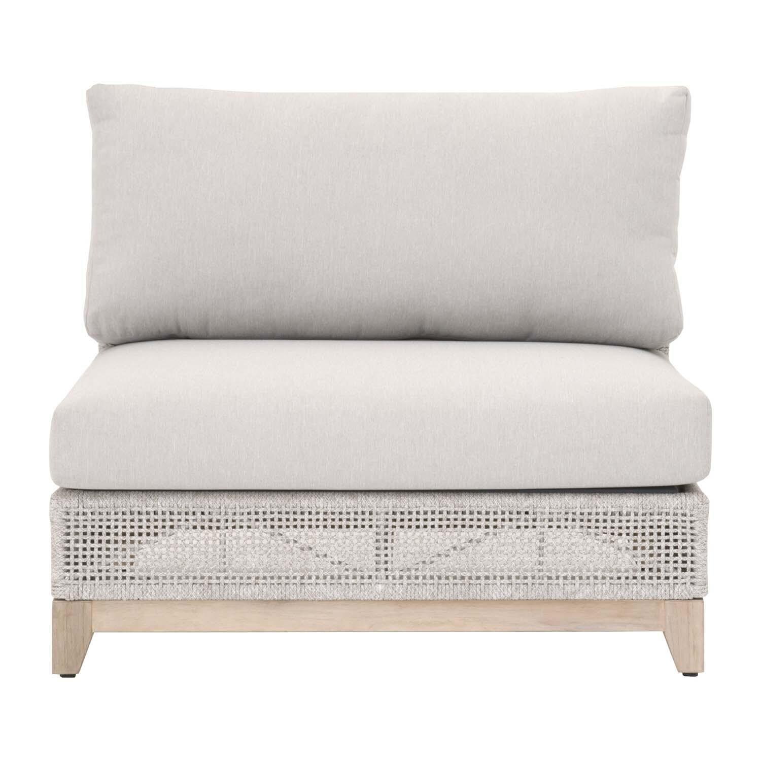 Lakeview Ranch Pointe Woven Rope Armless Sofa Chair in Taupe & White thumbnail