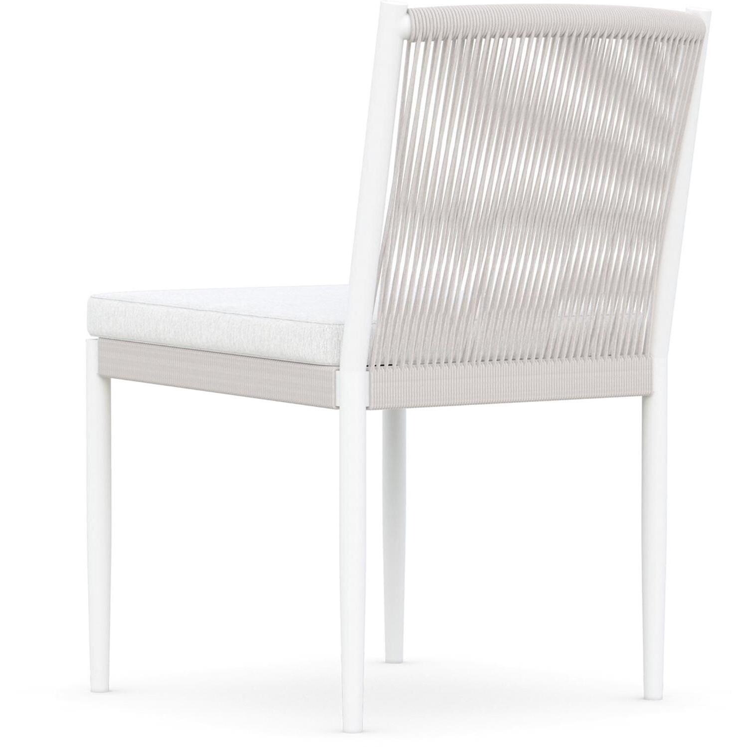 Azzurro Living Catalina Woven Rope Armless Dining Chair in Sand/Cloud - Back - White Background thumbnail