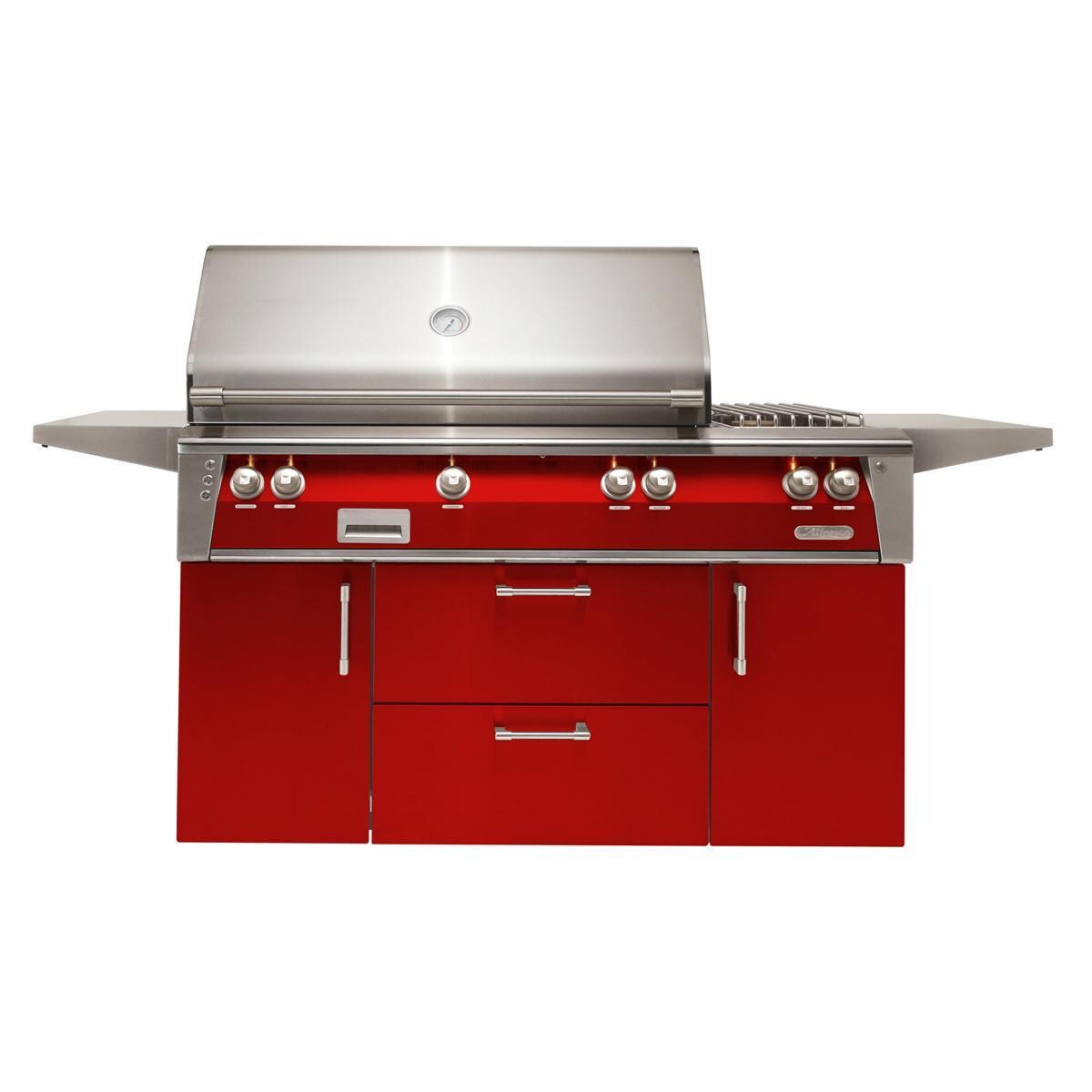 Alfresco Grills ALXE-56SZC-NG-S3002 Alfresco ALXE 56-Inch Natural Gas Deluxe Grill With Sear Zone, Rotisserie, And Side Burner in Carmine Red thumbnail