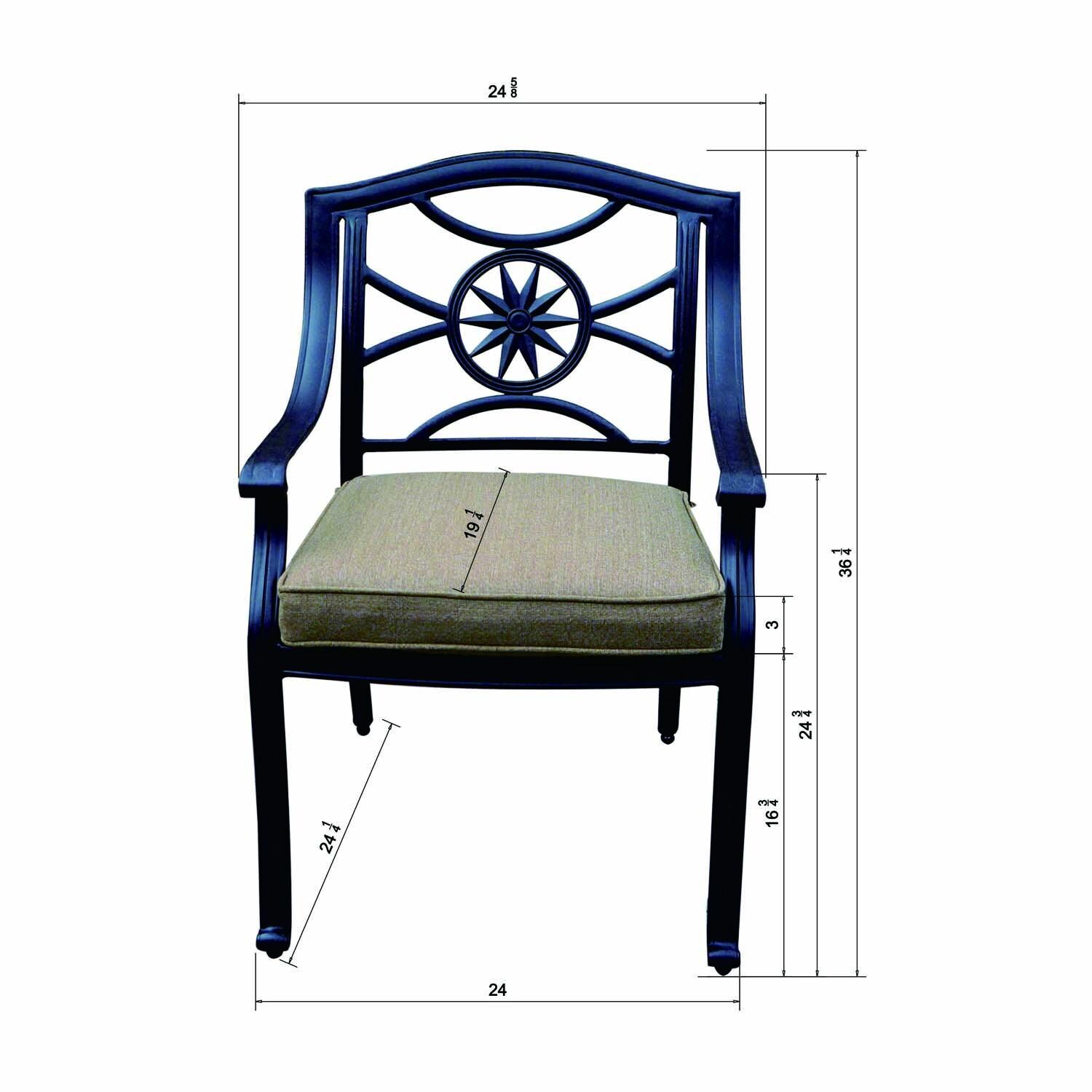 Ten Star 13 Pc Cast Aluminum Swivel / Rocker Dining Set in Antique Bronze/Sesame by Darlee - Dining Chair - Dimensional thumbnail