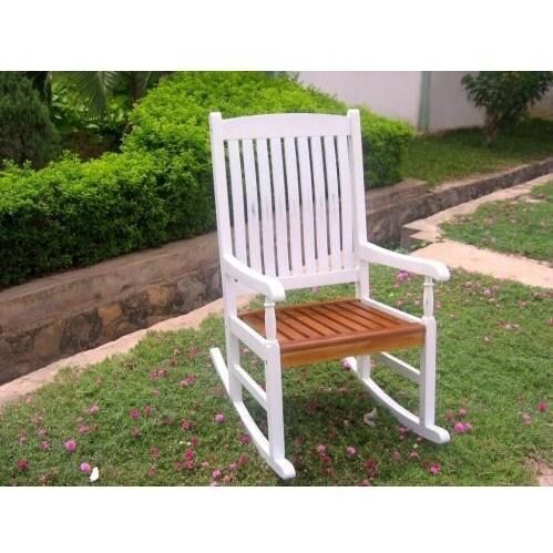 International Caravan Acacia Wood Traditional Porch Rocker - White/Oak