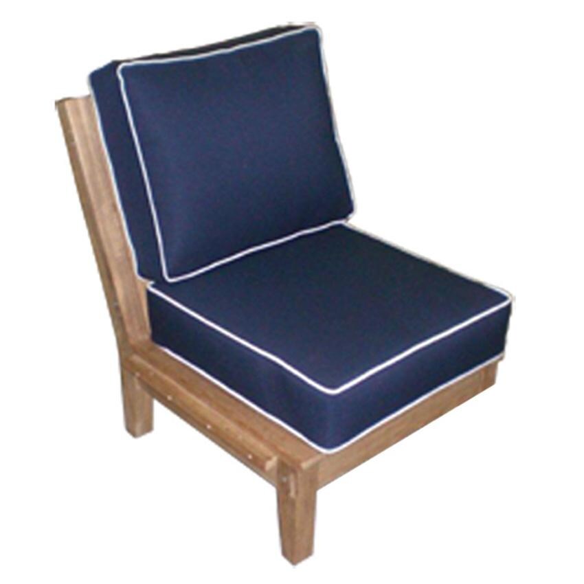 Miami Teak Armless Chair Insert w/ Sunbrella Cushions in Canvas Navy by Royal Teak Collection