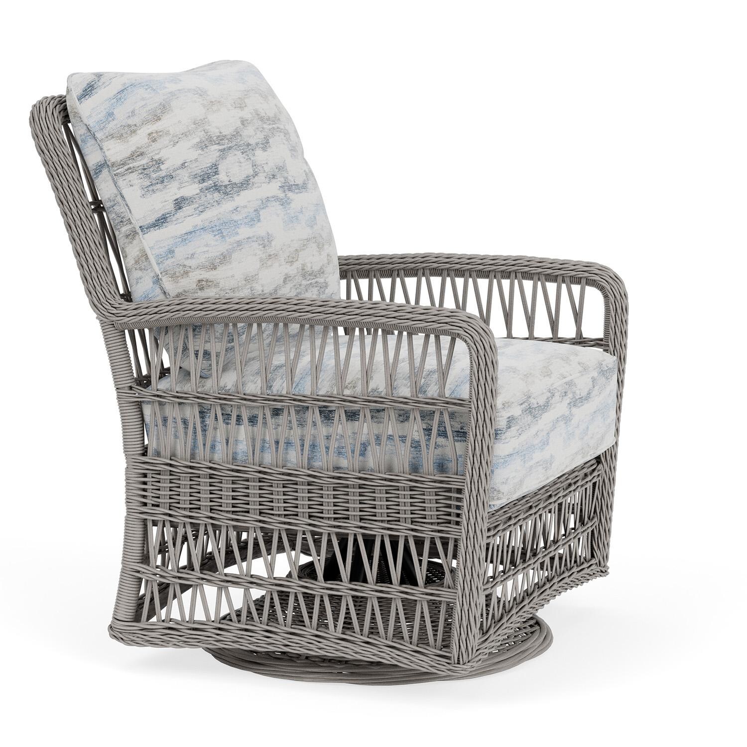 Lloyd Flanders Mackinac Swivel Glider Lounge Chair in Putty Finish with Stratosphere Cloud fabric - Right Side thumbnail