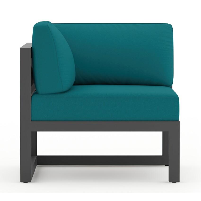 Misty Cove 4 Piece Sectional Set in Slate w/Spectrum Peacock Cushions by Lakeview - Left Section with Pillow - White Background thumbnail