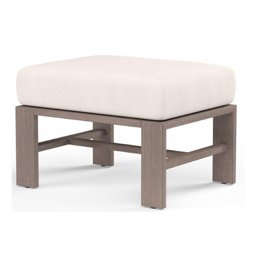 Laguna Aluminum Ottoman w/ No Welt in Driftwood/Canvas Natural by Sunset West - White Background thumbnail