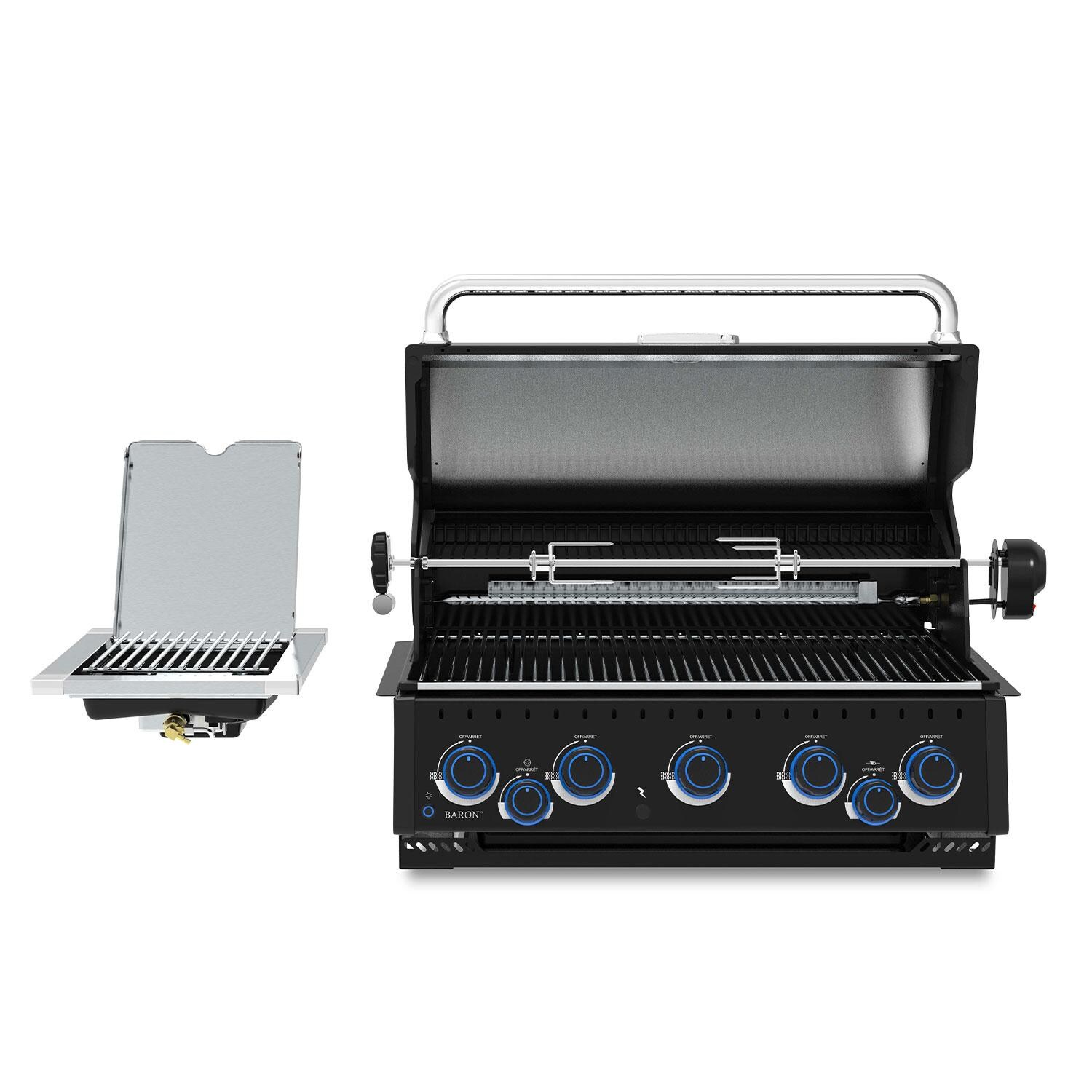 Broil King 876644 Baron 590 IR Shadow 32-in 5 Burner Built-In Propane Grill - Lid Up - Front View - White Background thumbnail