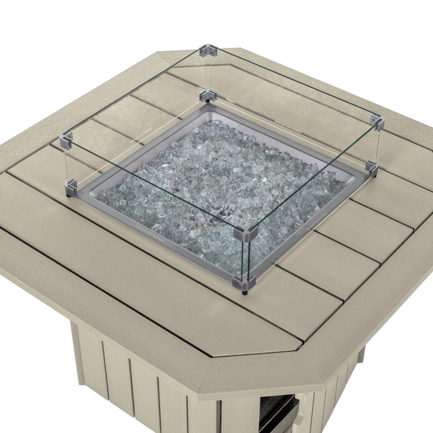 Harborview Octagonal Fire Pit Table in Whitewash by Lakeview Outdoor Designs - Top View - White Background thumbnail