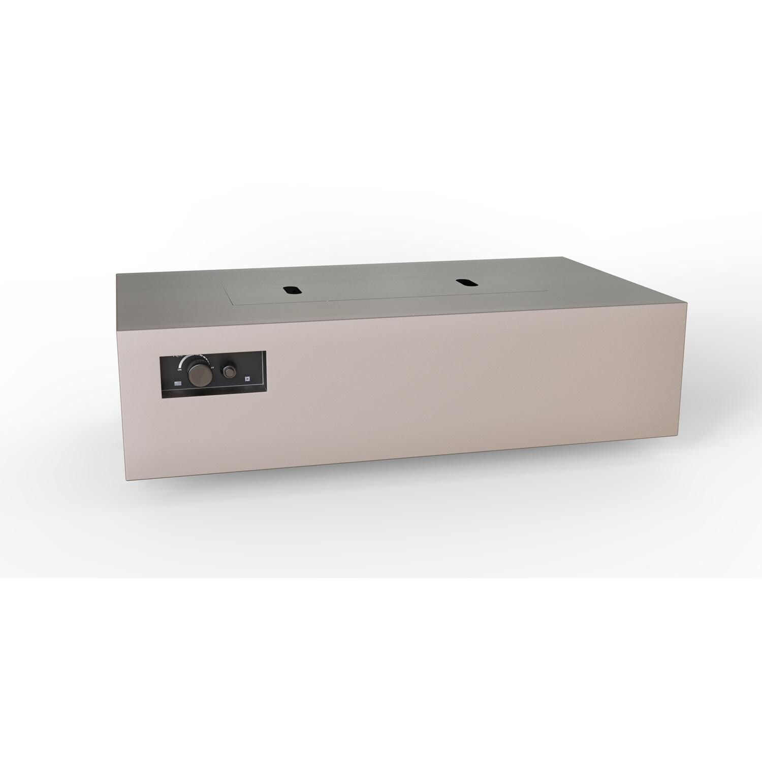 AON 60 x 34 Inch Rectangular Powder Coated Steel Propane Fire Pit Table in Sand Pebble By Warming Trends - Angled View - White Background thumbnail