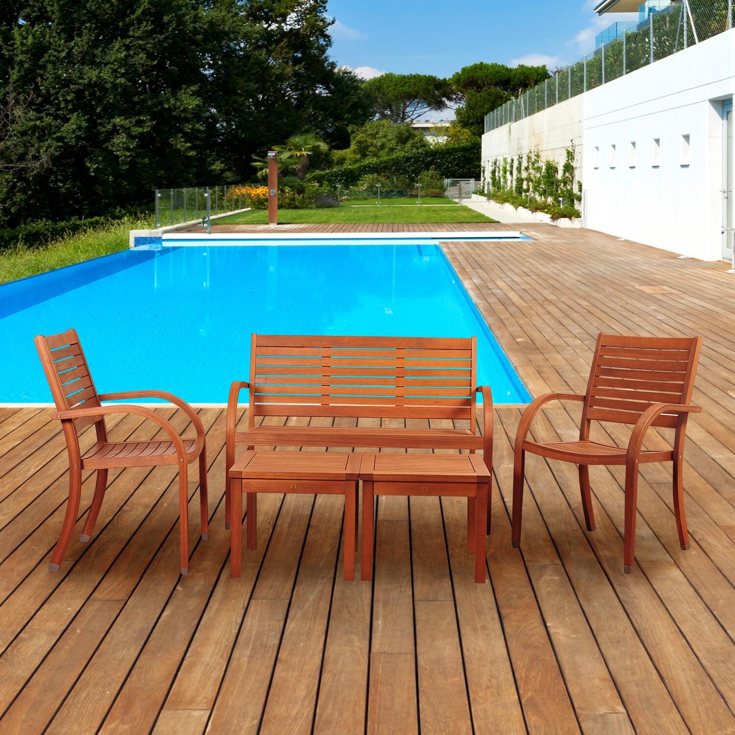 Amazonia Arizona 4-Person Eucalyptus Patio Conversation Set