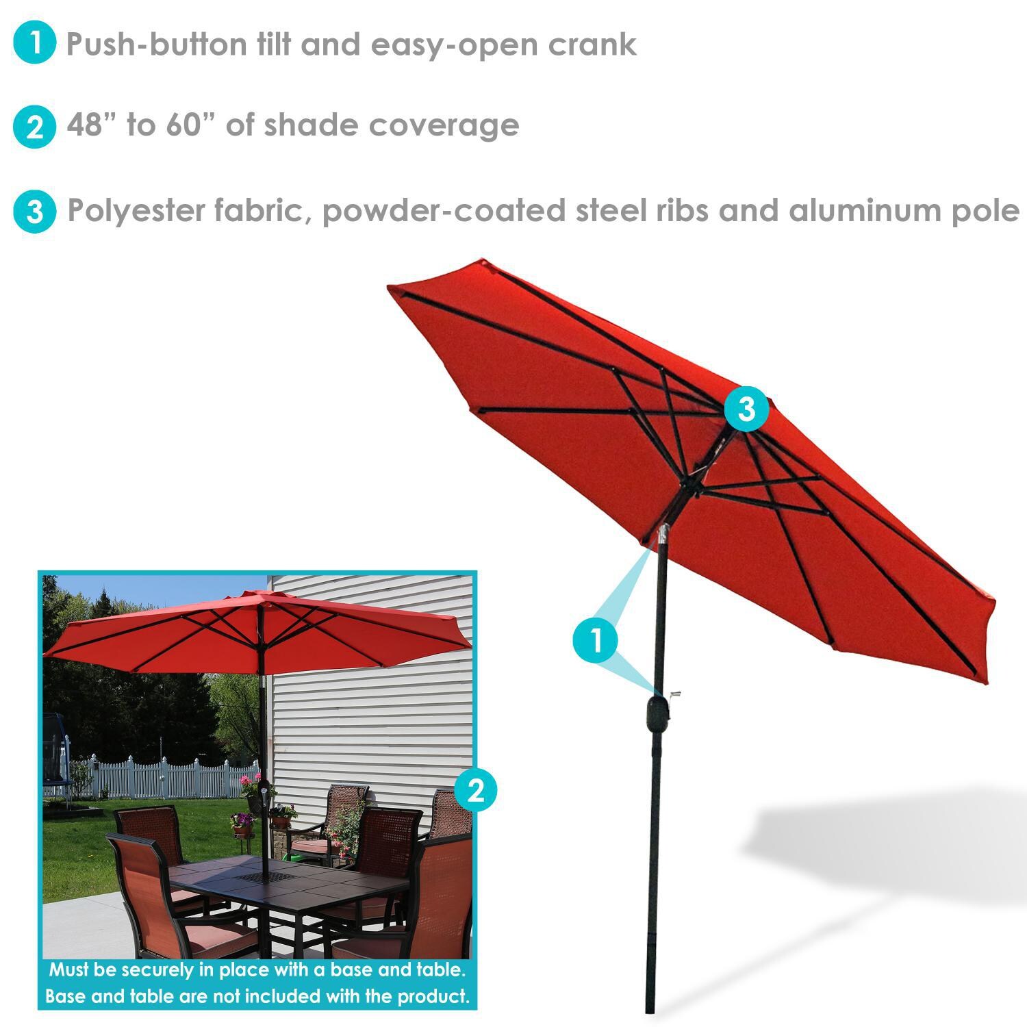 Ultimate Patio 9 Ft. Octagonal Patio Umbrella W/ Crank Lift - Burnt Orange - Overview thumbnail