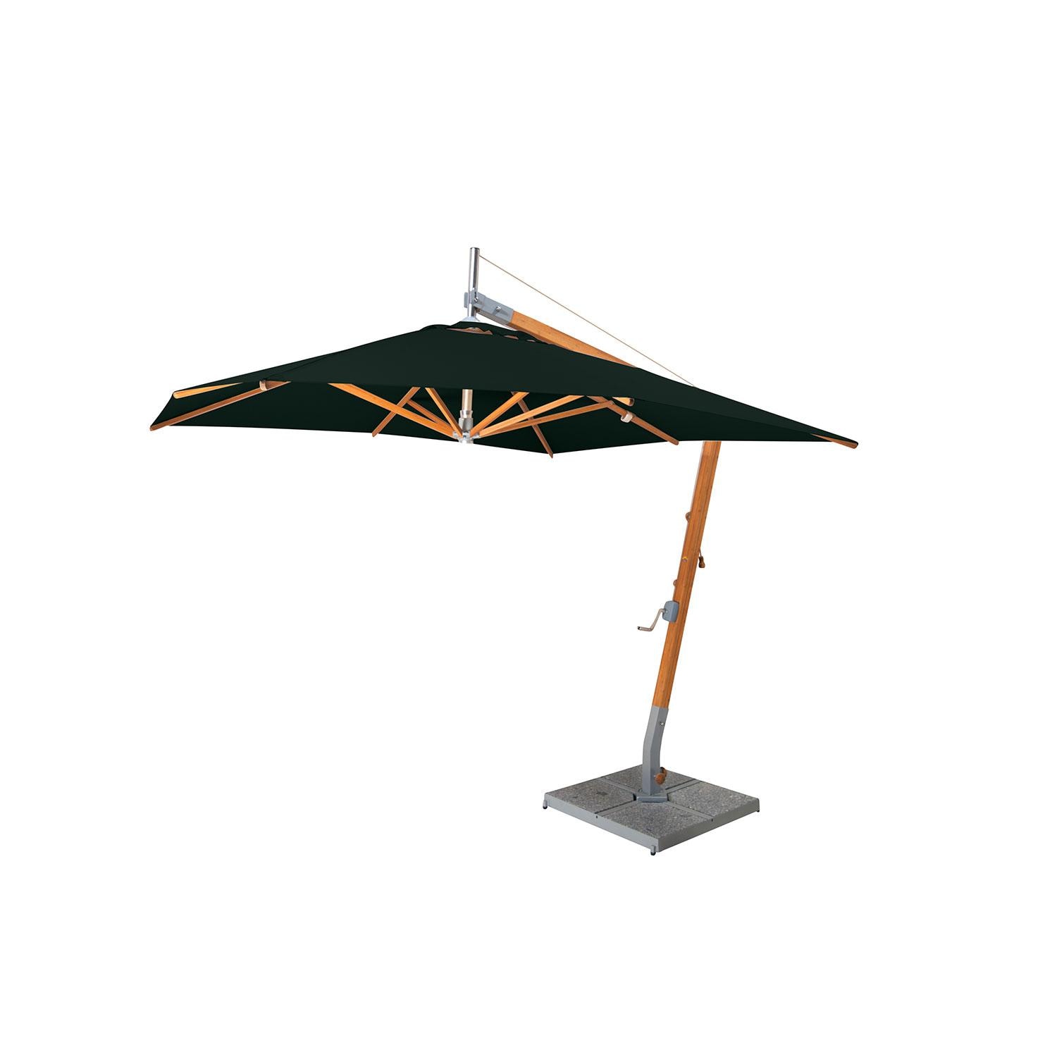 Bambrella Sirocco 8.5 Ft. Square Sidewind Bamboo Umbrella - Forest Green Canopy