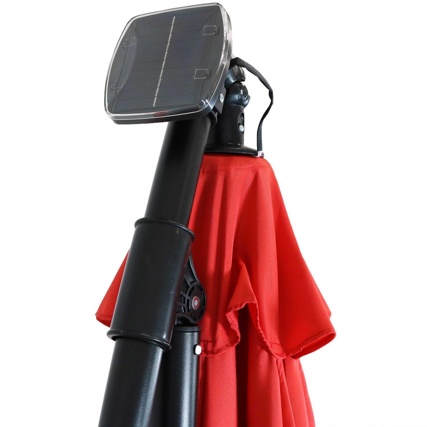 Ultimate Patio 10 Ft. Solar Lighted Patio Cantilever W/ Crank - Cherry - Solar Panel & Canopy Vent thumbnail