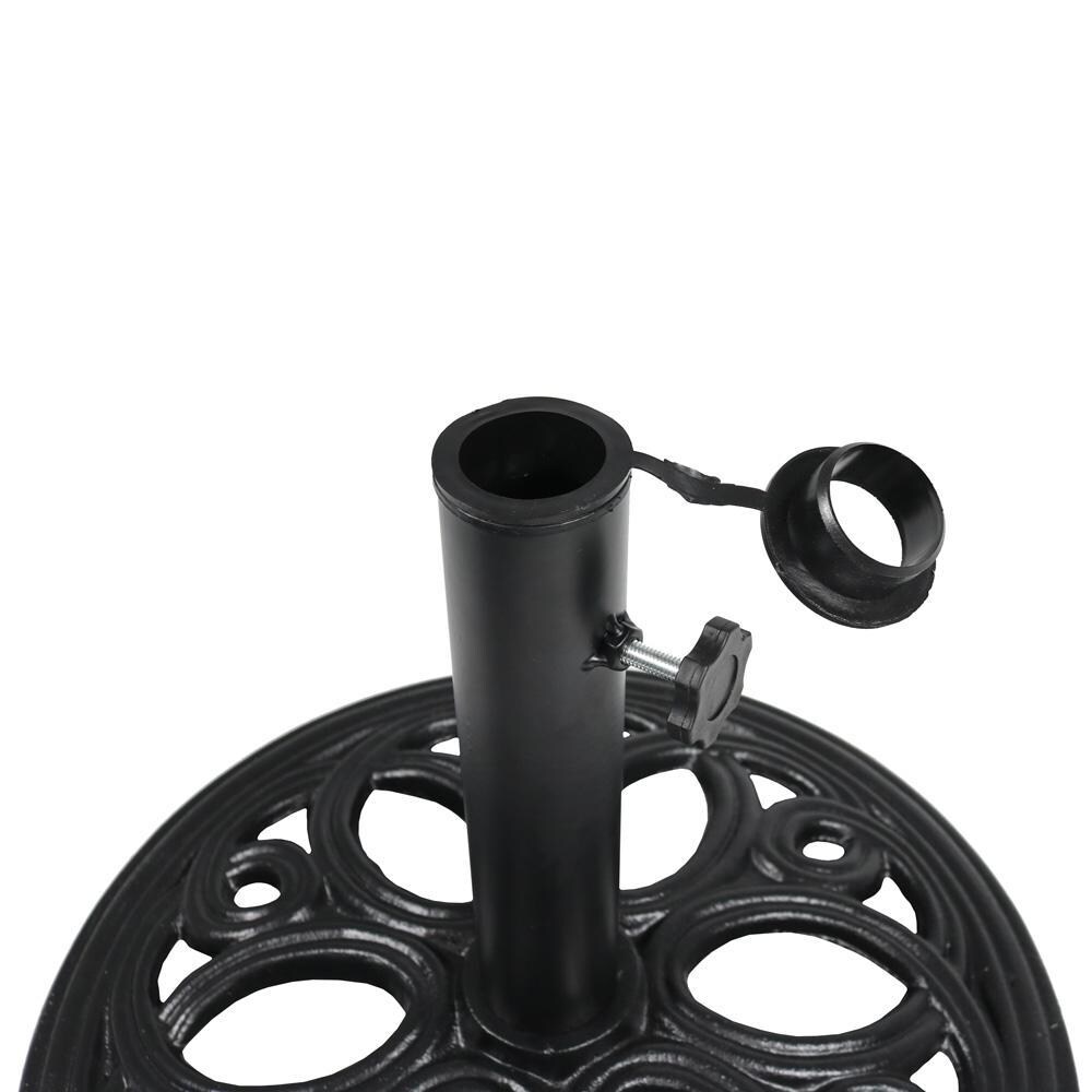 Ultimate Patio 24 Lb Elegant Design Cast Iron Patio Umbrella Base - Black - Pole Adapter thumbnail