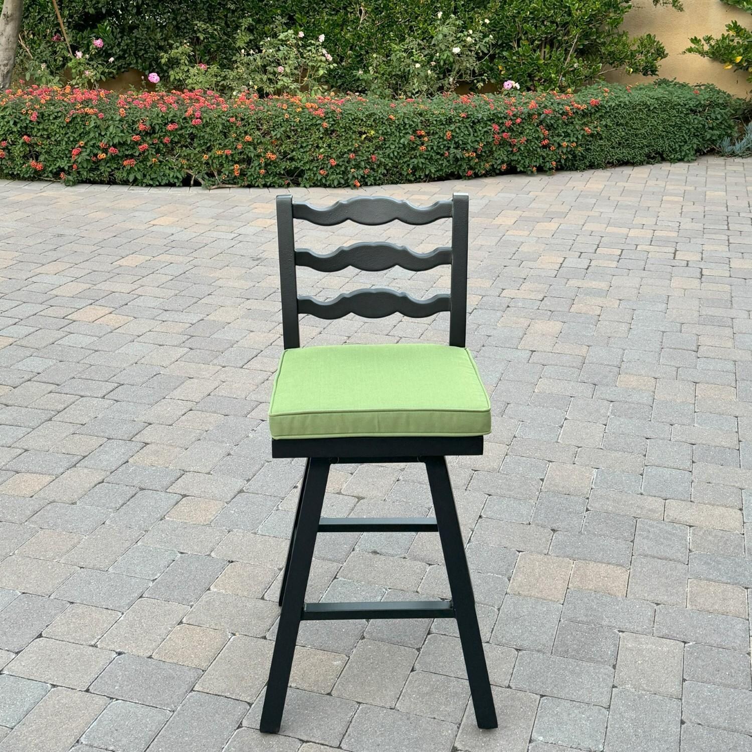Aspen 2 Pc Aluminum Swivel Counter Height Bar Stool Set in Green/Dark Brown by Darlee - Front - Lifestyle thumbnail