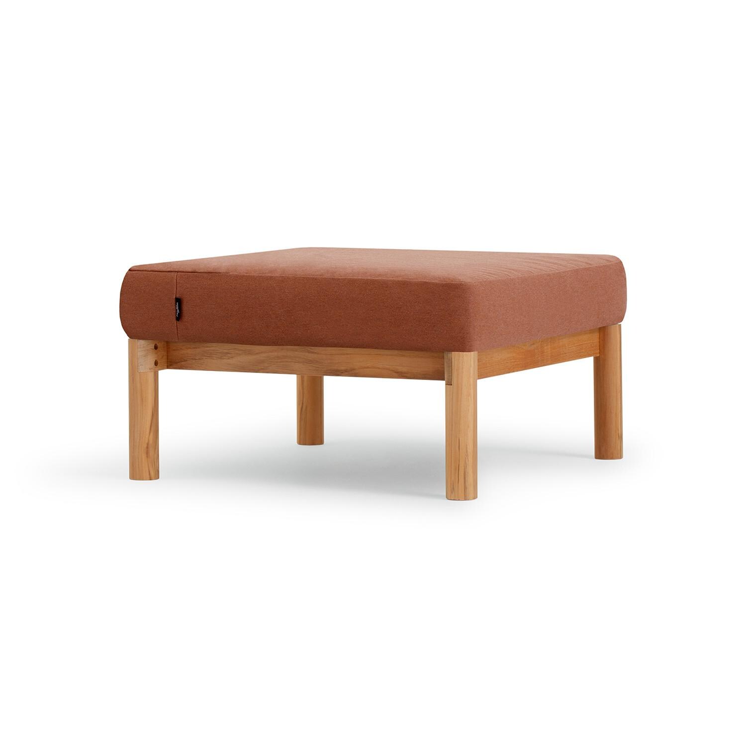 Neighbor Teak Ottoman W/ Sunbrella Cushion - Sunbrella Rust