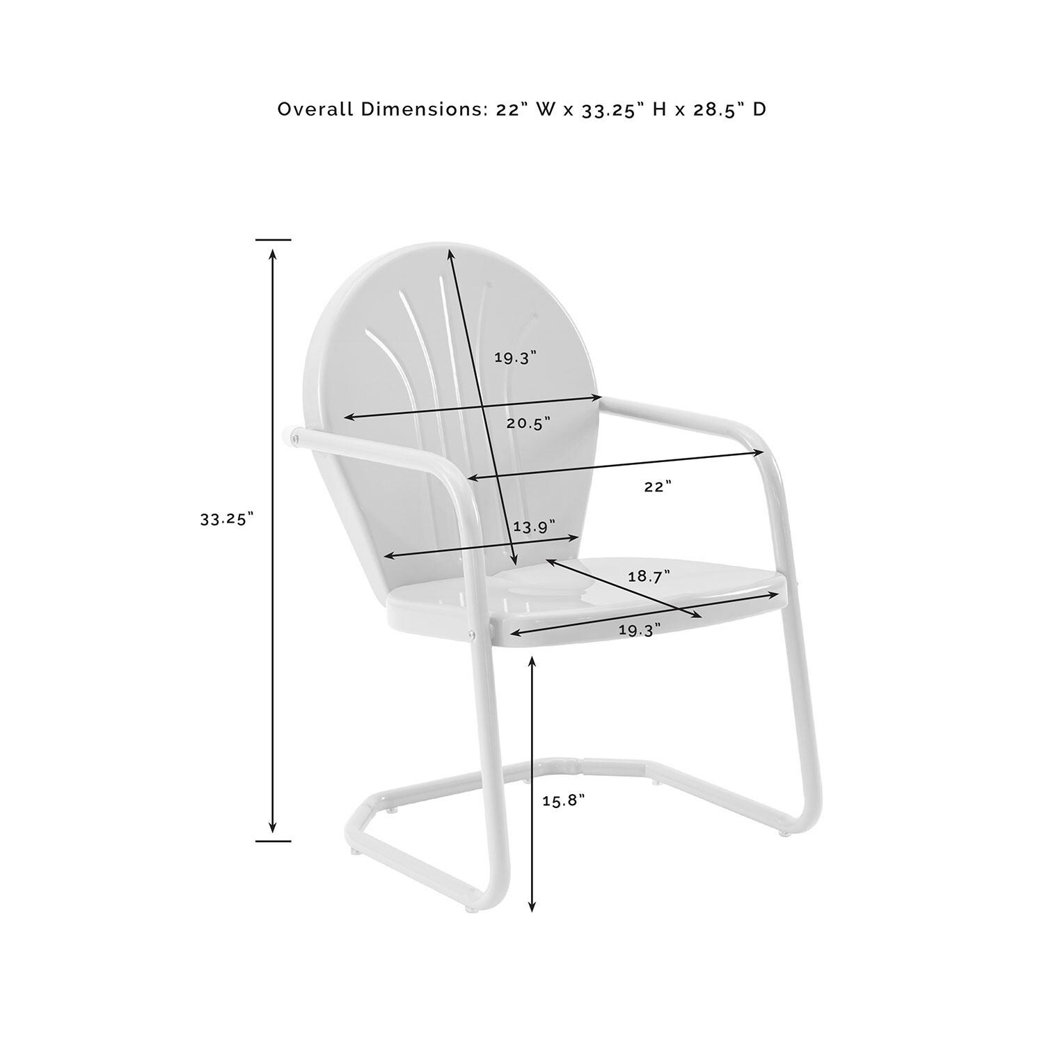 Ultimate Patio UP-32241BL 3Pc Retro Outdoor Bistro Set in Sky Blue - Chair Dimensions - Diagram thumbnail