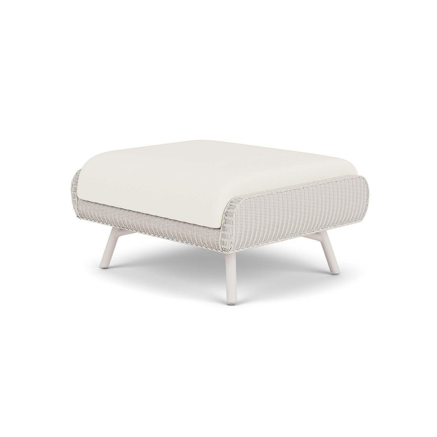 Lloyd Flanders Essence Ottoman W/Sailcloth Salt Fabric - Antique White Finish - Back Right thumbnail