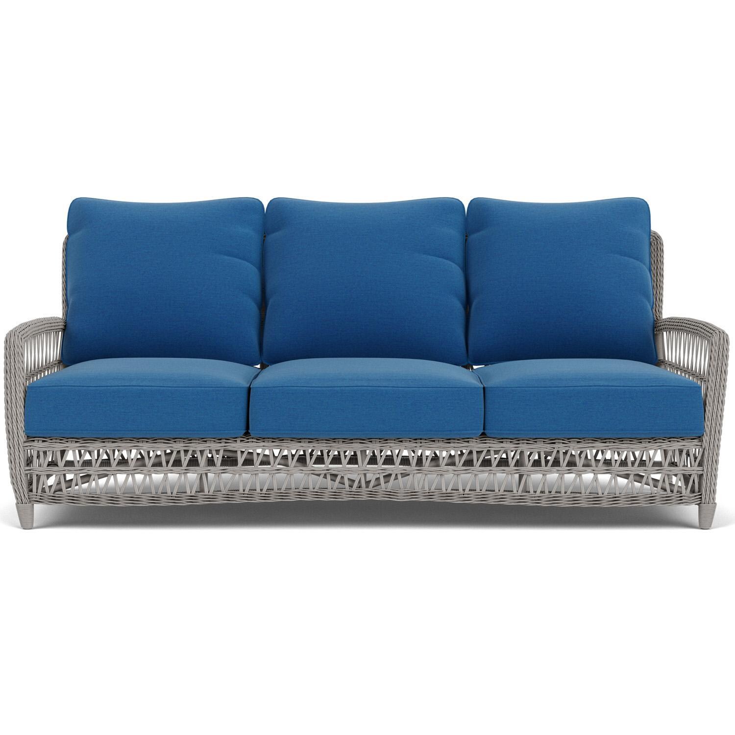 Mackinac 3 Person Wicker Sofa in Putty/Flagship Atlantis By Lloyd Flanders