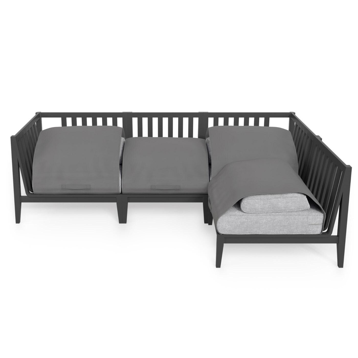 Outer Charcoal Aluminum Outdoor L Sectional - 4 Seat W/ OuterShell Cover - Pacific Fog Gray image