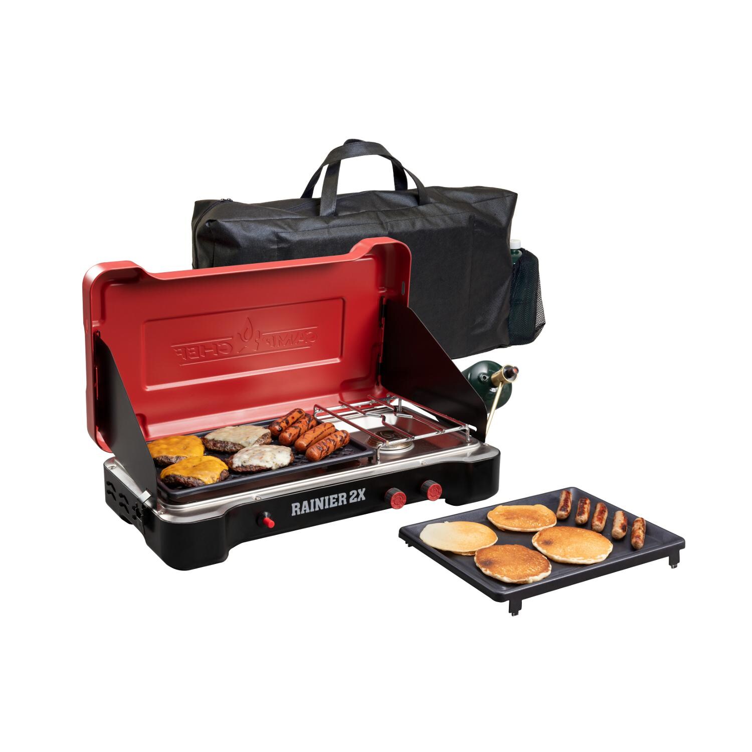 Camp Chef Rainier 2X 2-Burner Cooking System w/ Griddle & Carry Bag - MSGGX