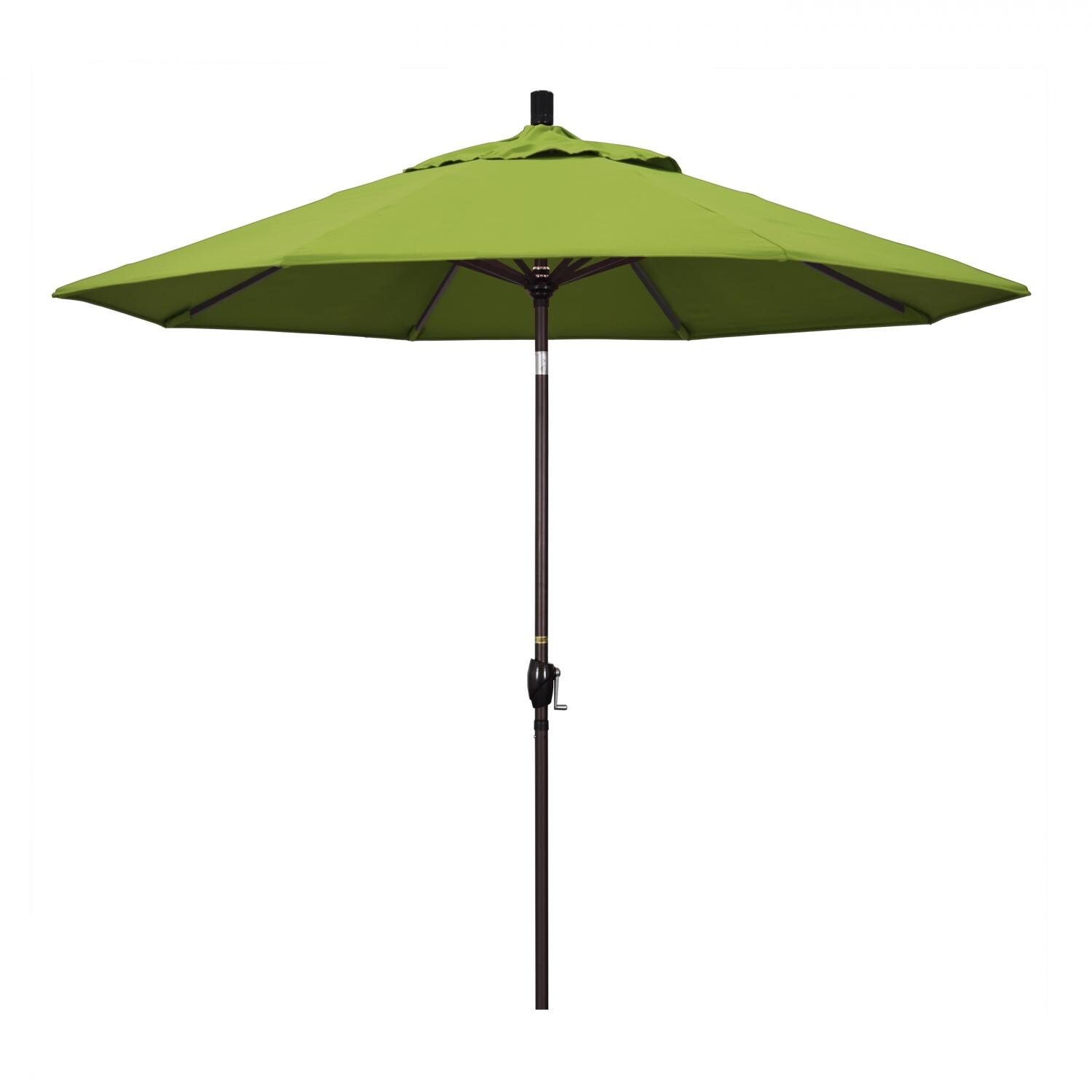 California Umbrella 9 Ft Octagonal Aluminum Push Button Tilt Patio Umbrella W/ Crank Lift & Aluminum Ribs - Bronze Frame / Sunbrella Canvas Macaw Canopy thumbnail