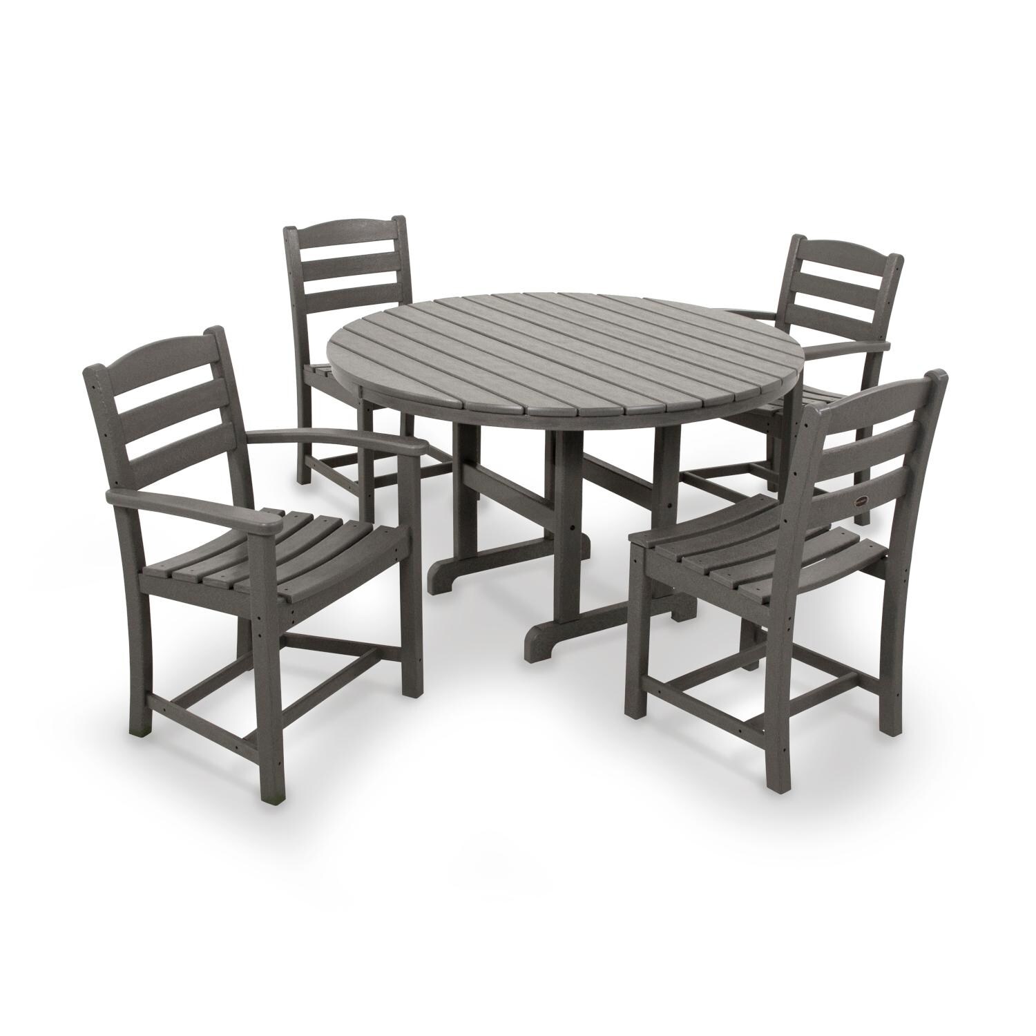 POLYWOOD La Casa Cafe Slate Grey 5 Piece Round Farmhouse Dining Set thumbnail