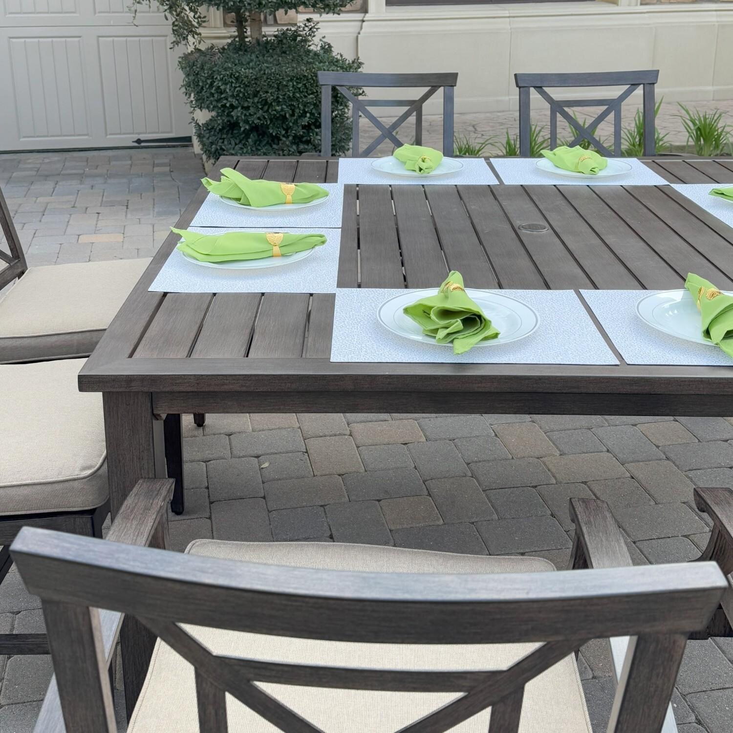 Atlantis 61 1/2-in Walnut Aluminum Square Dining Table by Darlee - Dining Side Chairs At Table - Lifestyle thumbnail