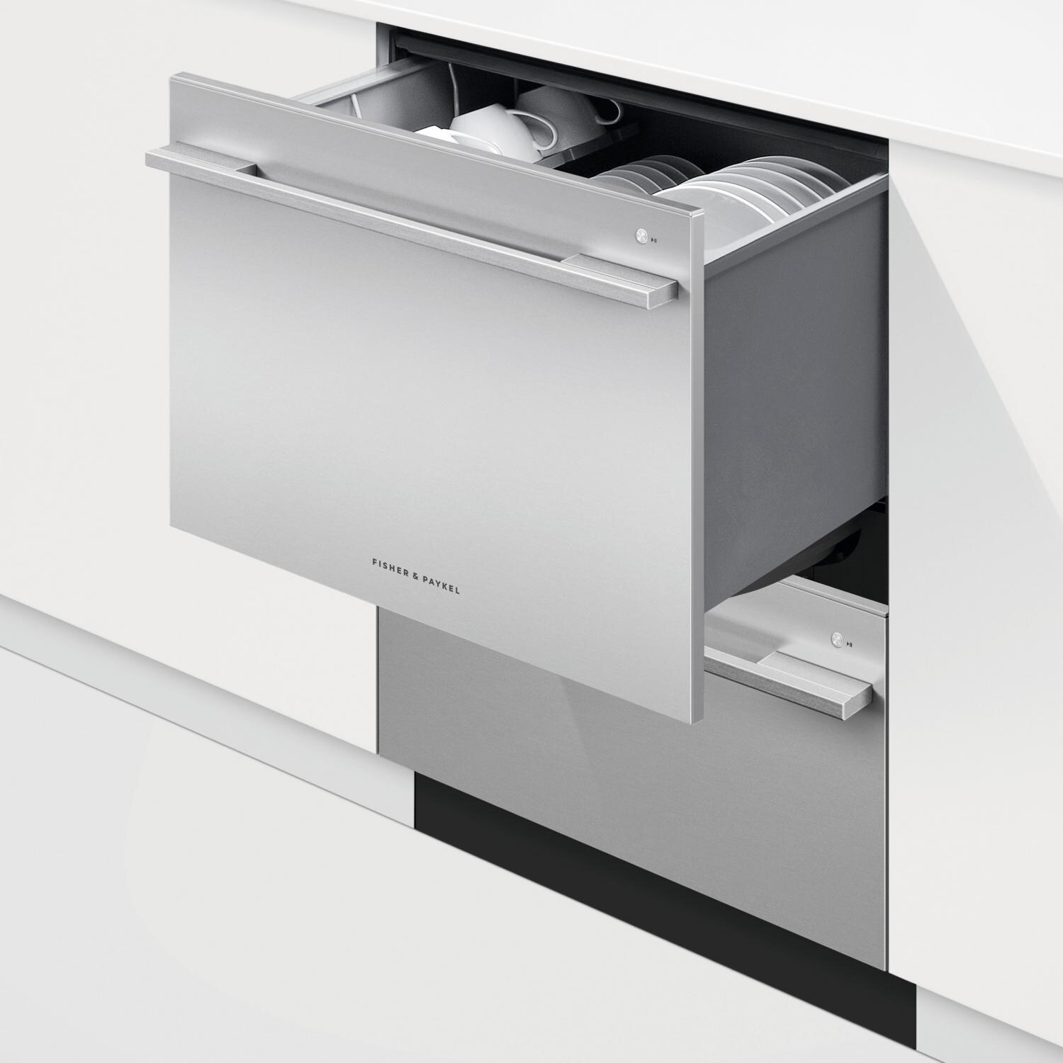Fisher Paykel DD24DDFTX9 Double Dish Drawer Flat Door - Stainless Steel - Top Drawer Open thumbnail
