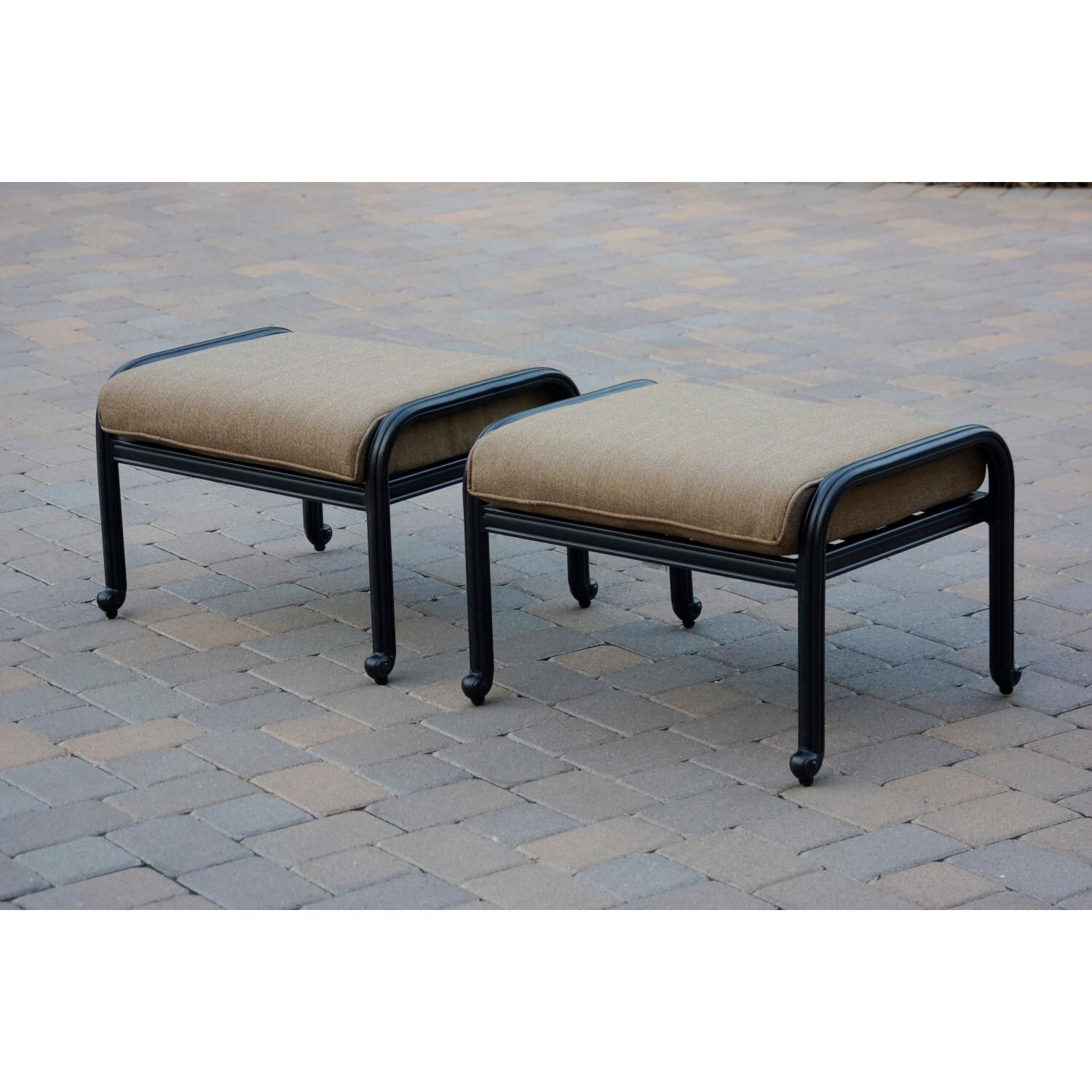 Darlee DL2058-11-2 Santa Monica 2 Piece Cast Aluminum Patio Ottoman Set W/ Sesame Cushions - Lifestyle thumbnail