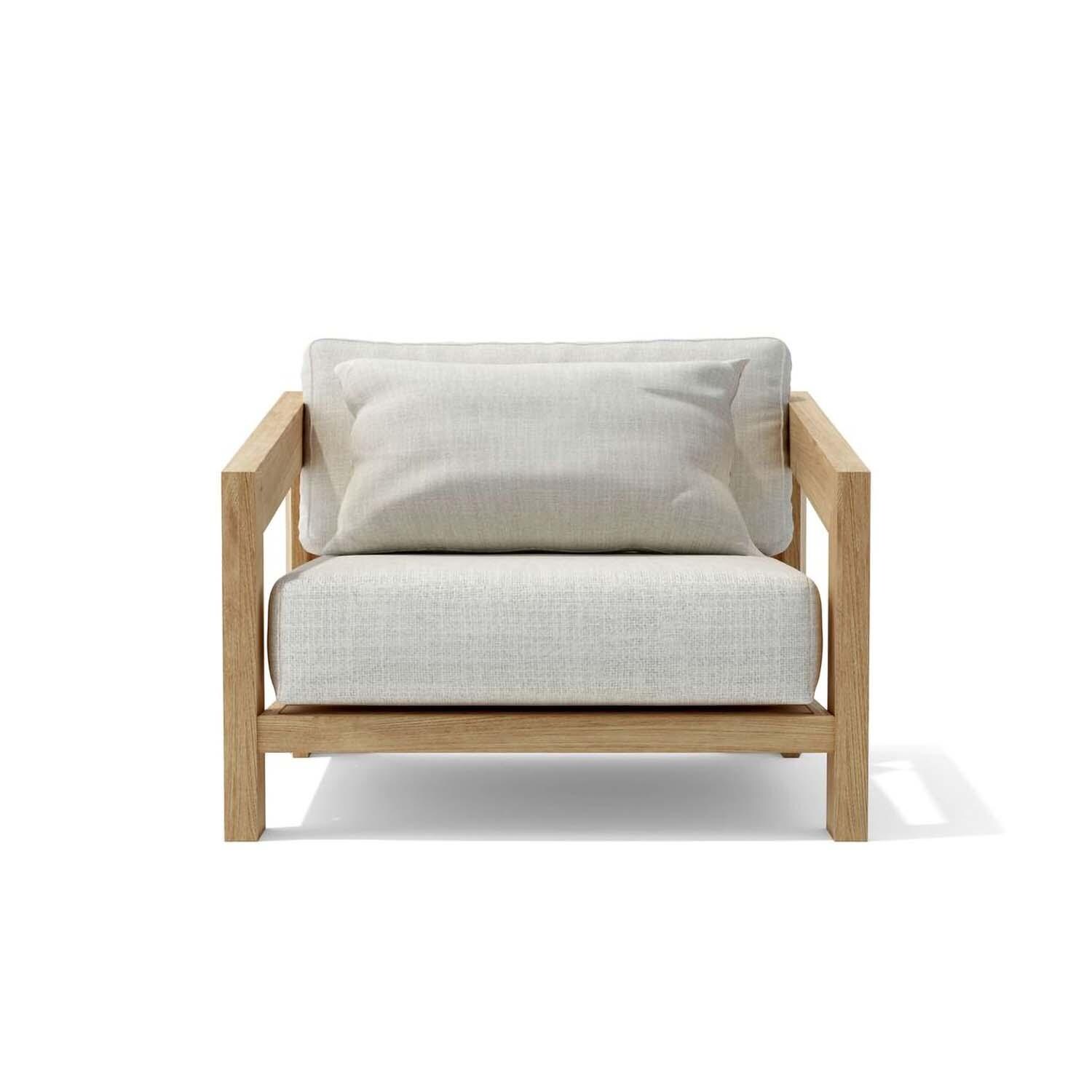 Windview 4 Pc Teak Seating Set in Linen Natural by Lakeview Outdoor Designs - Chair Front View - White Background thumbnail