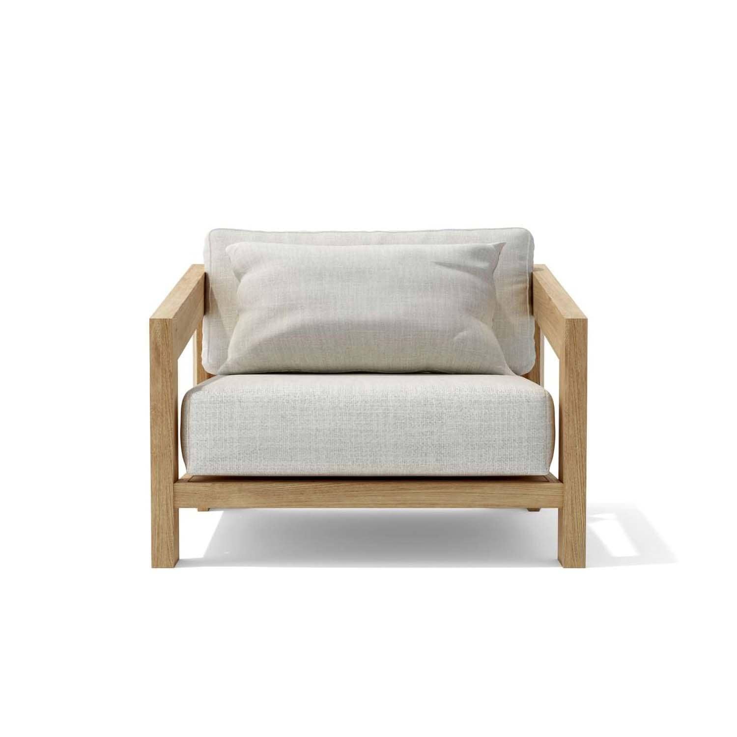 Windview 4 Pc Teak Seating Set in Linen Natural by Lakeview Outdoor Designs - Chair Front View - White Background thumbnail