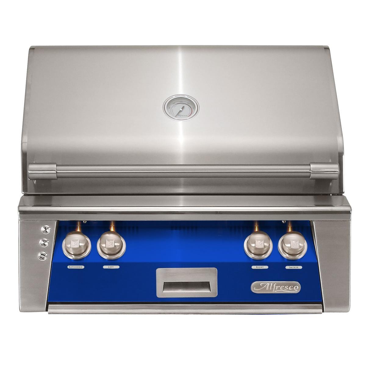 Alfresco ALXE 30-Inch Built-In Natural Gas Grill With Sear Zone And Rotisserie in Ultramarine Blue - ALXE-30SZ-NG-S5002