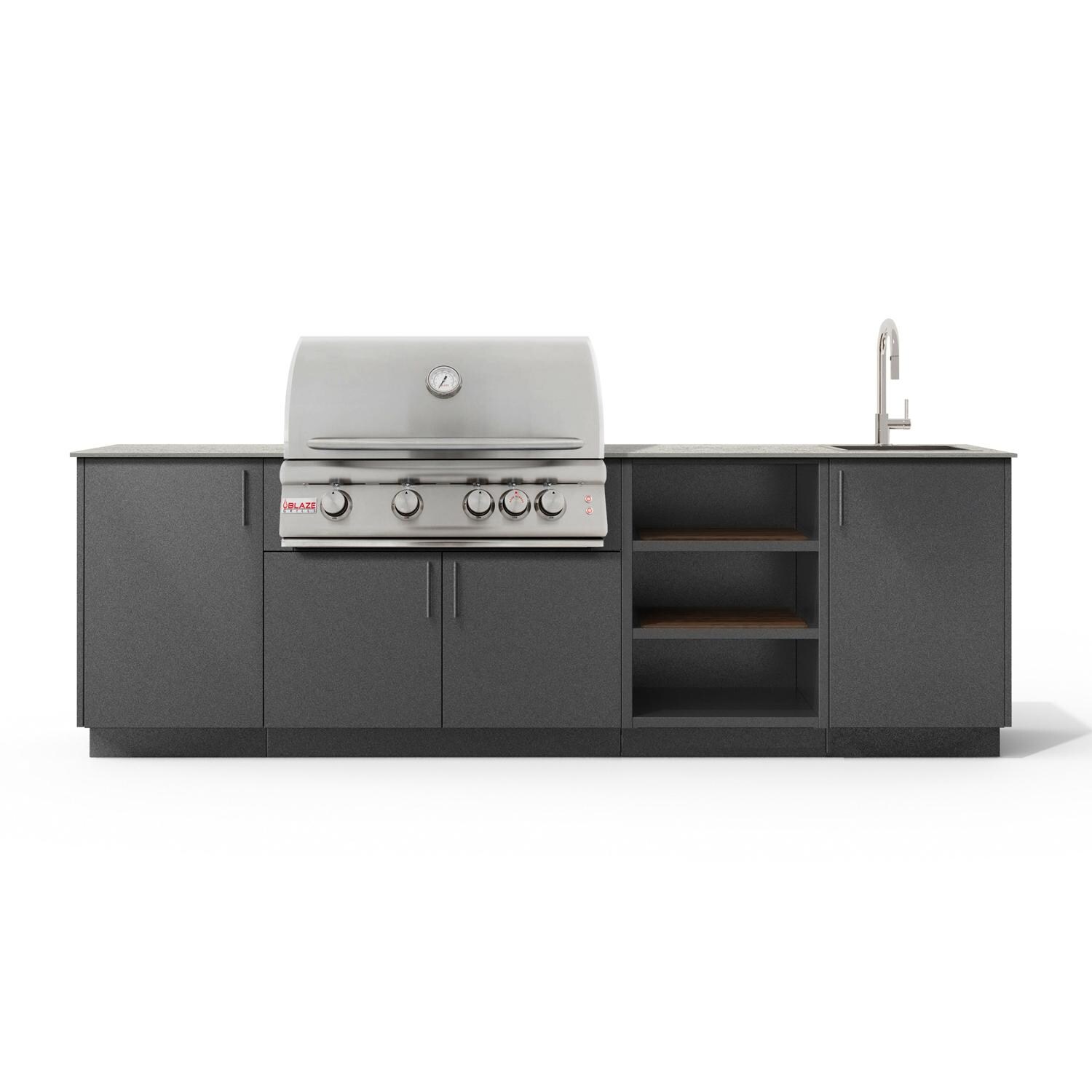 Urban Bonfire Mist 32 Outdoor Kitchen w/ Blaze LTE Natural Gas Grill, Sink, Keon Dekton Countertop & Anthracite Finish - B-Mist-32-Blaze-Keon-Anthracite