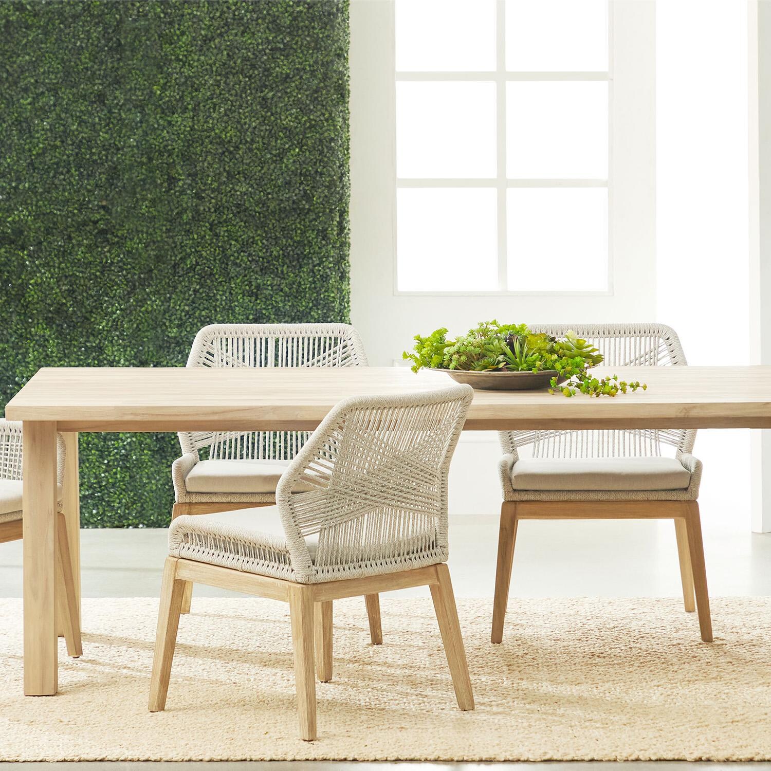 Lakeview Peninsula Way 2 Pc Woven Rope Dining Arm Chair in Taupe & White - With Dining Set thumbnail