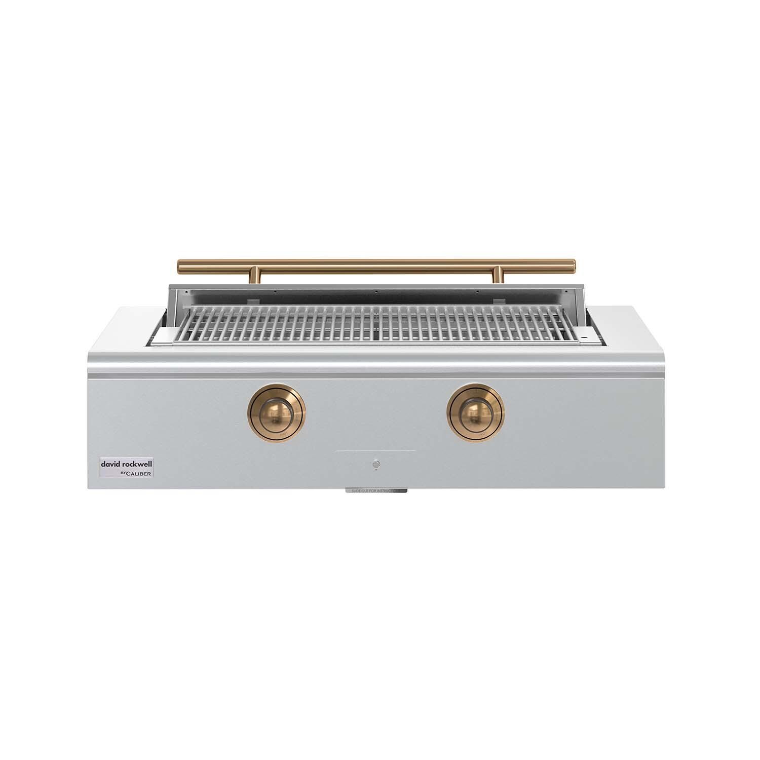Caliber CRG-42BL00-A-H08 42-in Propane Built-In Rockwell Grill - Gold Hardware - White Background thumbnail