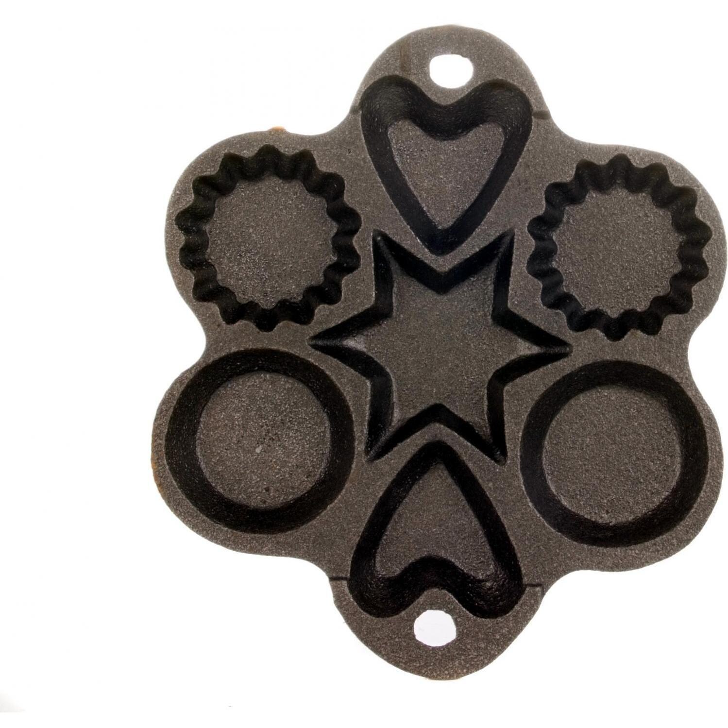 Cajun Cookware 8-Inch Unseasoned Cast Iron Muffin Pan With Shape Molds - Top View thumbnail