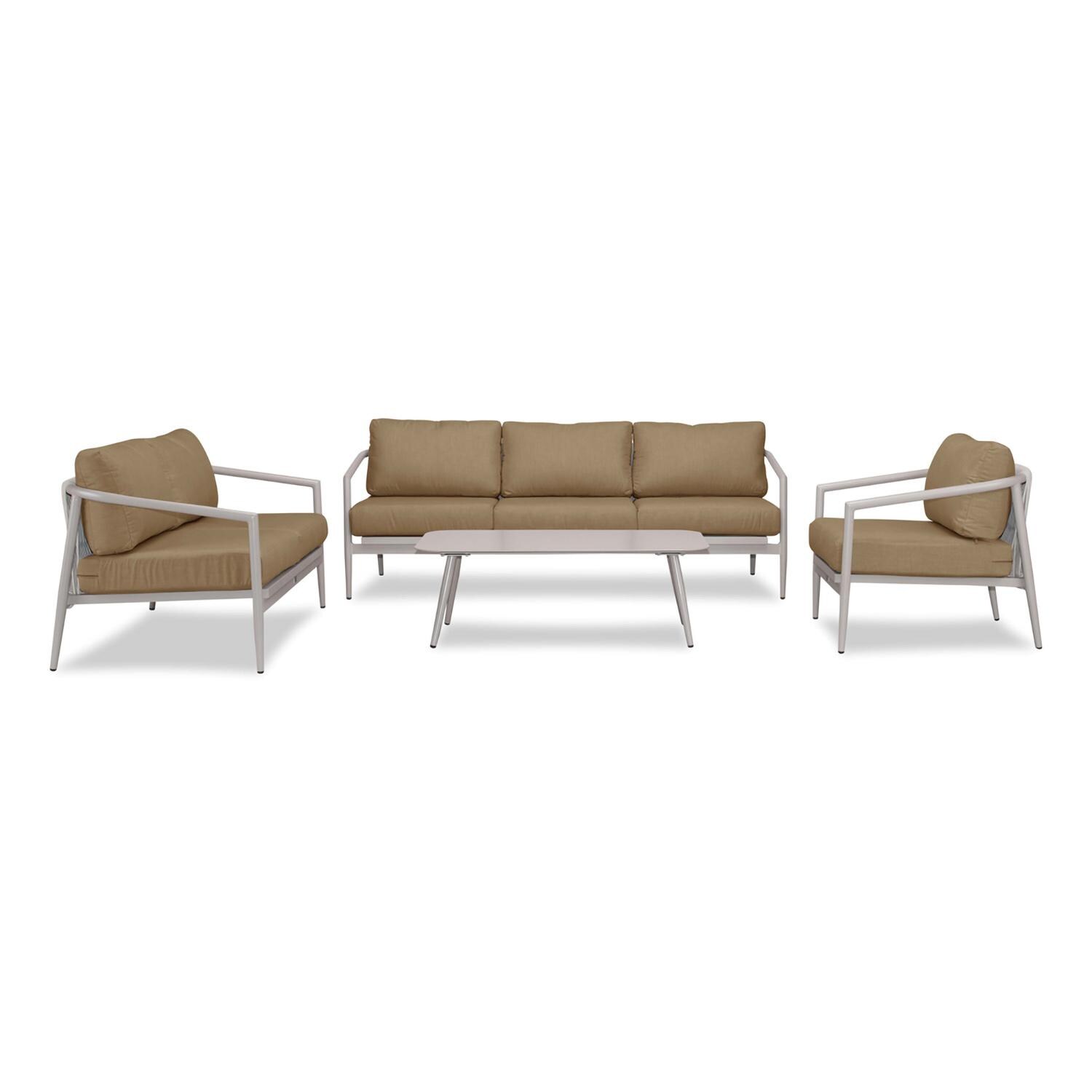 Lakeview Midnight Cove 4 Pc Aluminum Sofa Loveseat Seating Set in Urban Stone/Carrera/Heather Beige - Front - White Background thumbnail