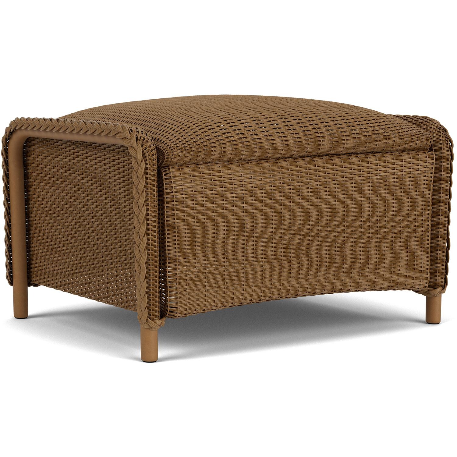 Lloyd Flanders Reflections Ottoman, Padded in Hickory Finish - Angled thumbnail