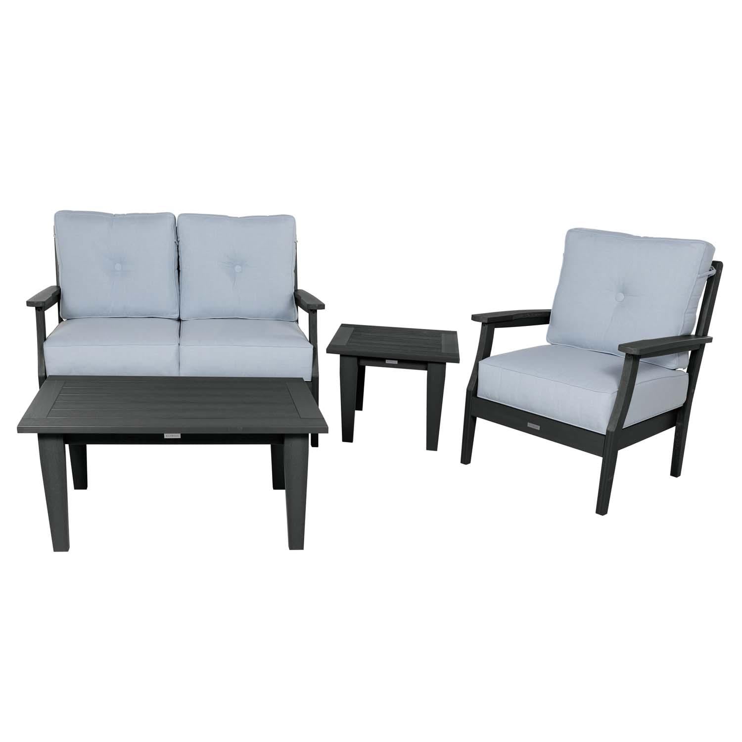 Blushing Bay 4 Pc Recycled Plastic Seating Set in Bliss Dew/Black by Lakeview Outdoor Designs - Front View - White Background thumbnail